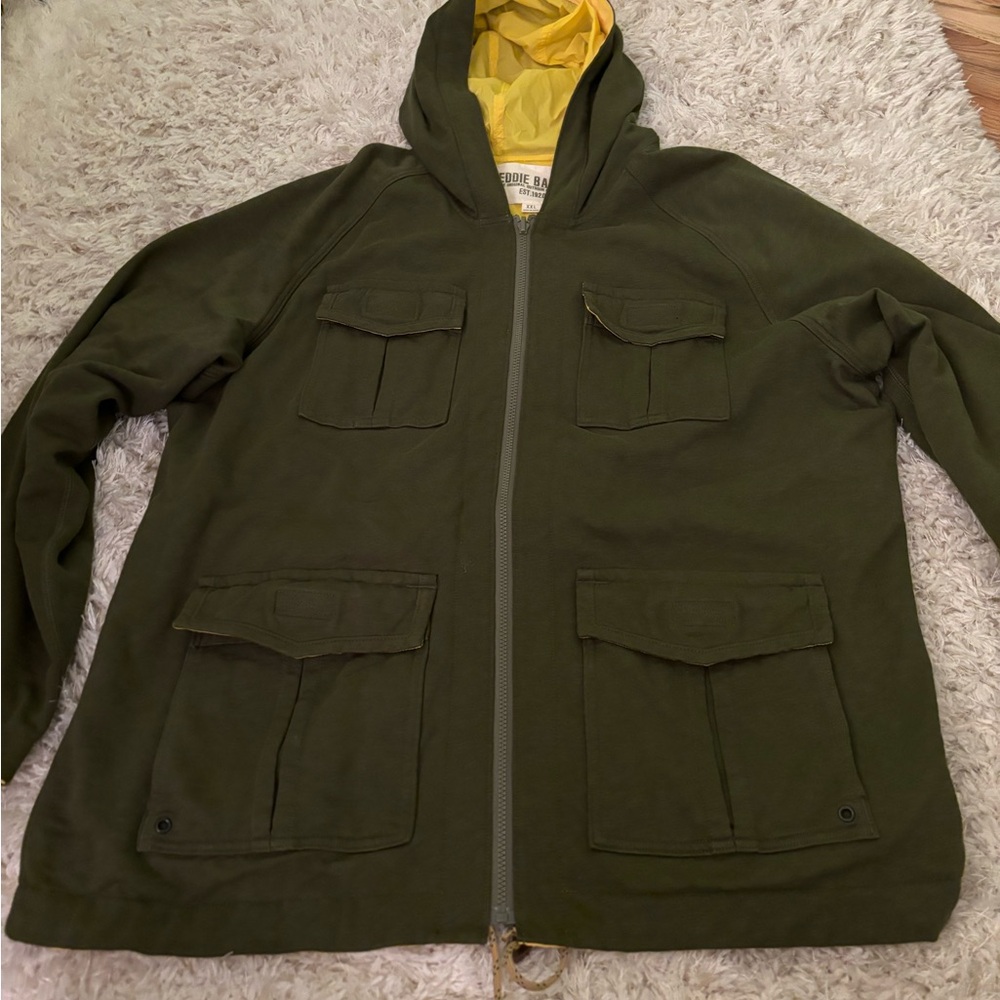Eddie Bauer Reversible XXL Dark Green Hooded Jacket